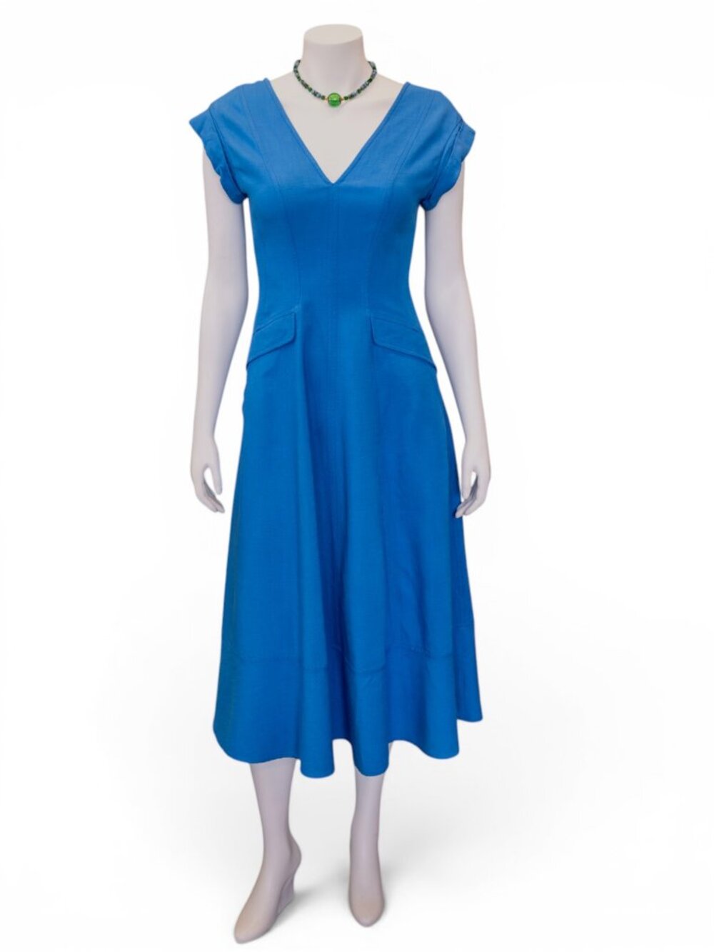 ME+EM Tailored Flare Midi Dress Periwinkle Blue Tie Back Fit & Flare NWOT